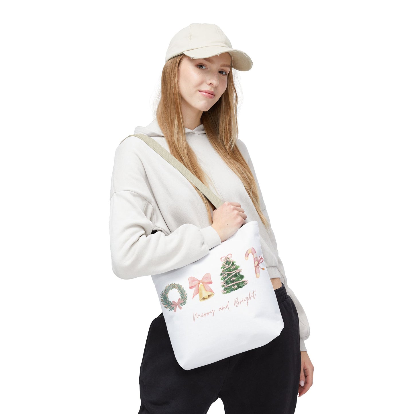 Pink Christmas Decal Tote Bag