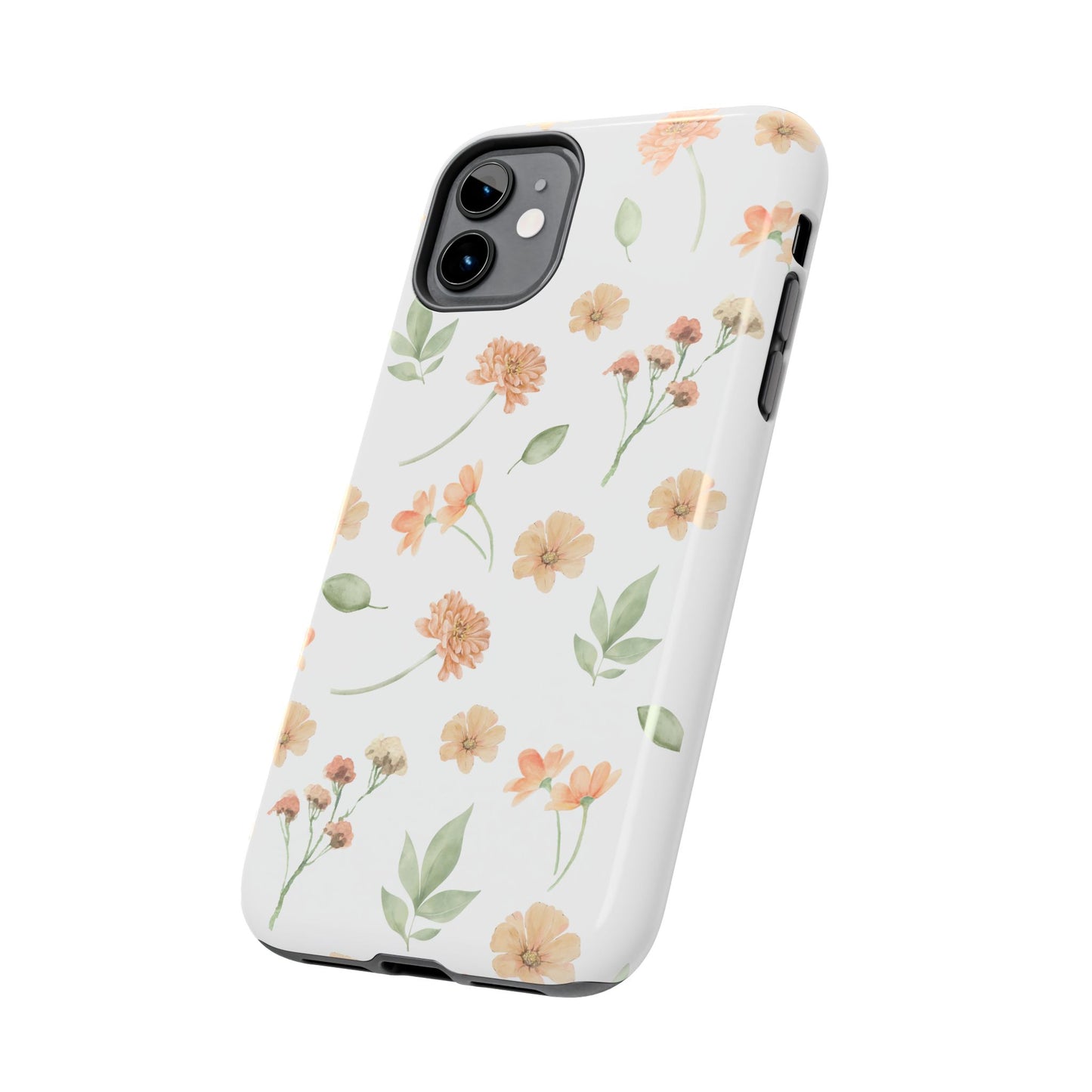 Floral Peach Watercolor Tough Phone Case — Protective Botanical iPhone Case