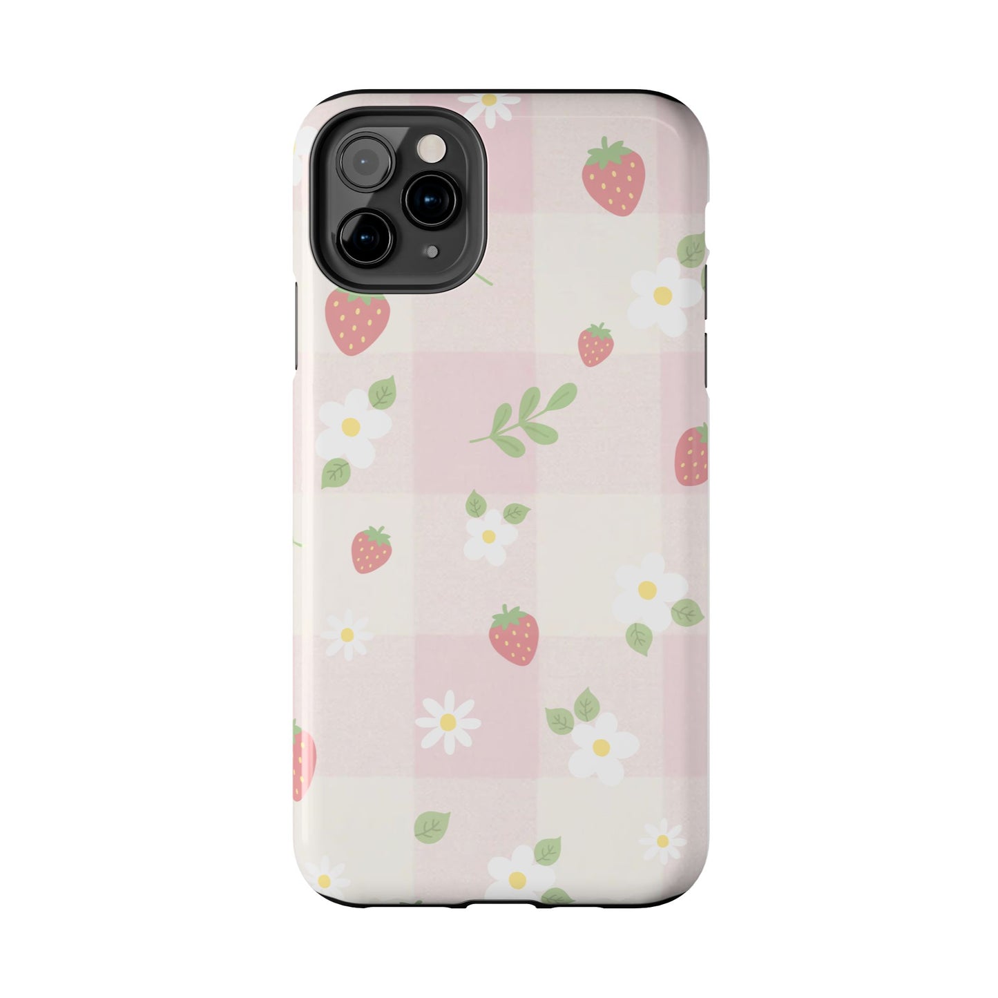 Strawberries & Flowers Tough Phone Case — Floral Fruit Protective Cover