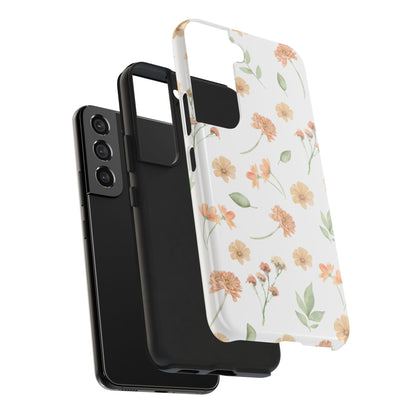 Floral Peach Watercolor Tough Phone Case — Protective Botanical iPhone Case