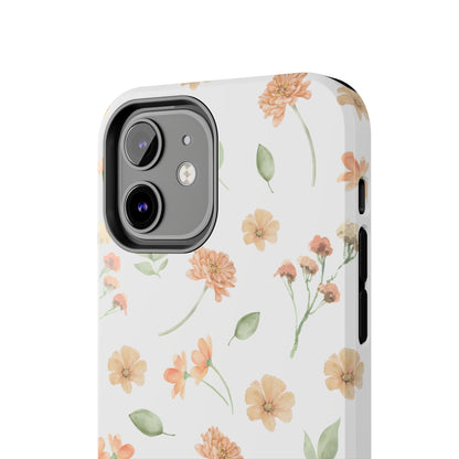 Floral Peach Watercolor Tough Phone Case — Protective Botanical iPhone Case