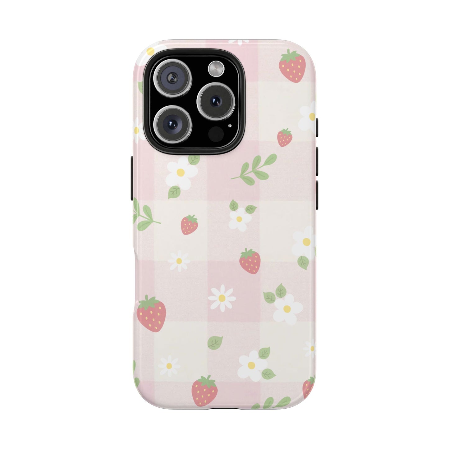 Strawberries & Flowers Tough Phone Case — Floral Fruit Protective Cover