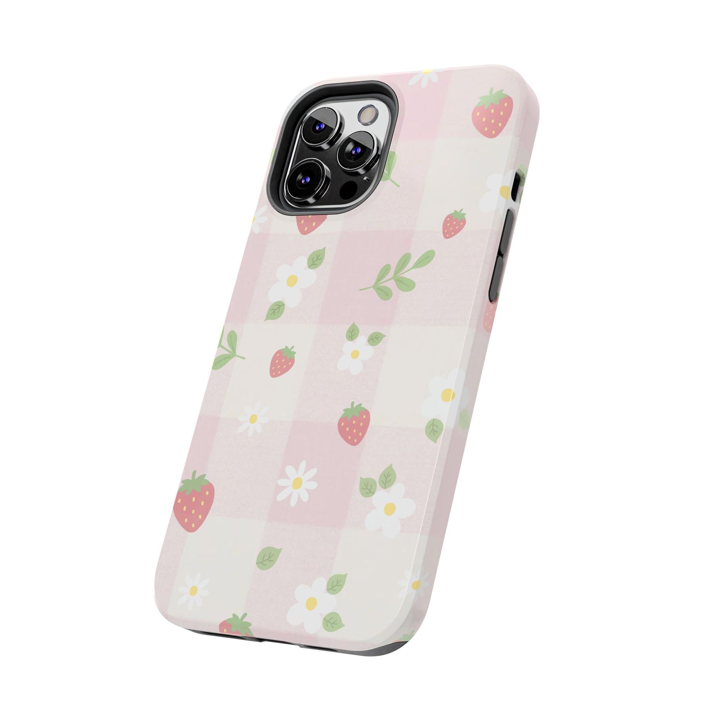 Strawberries & Flowers Tough Phone Case — Floral Fruit Protective Cover