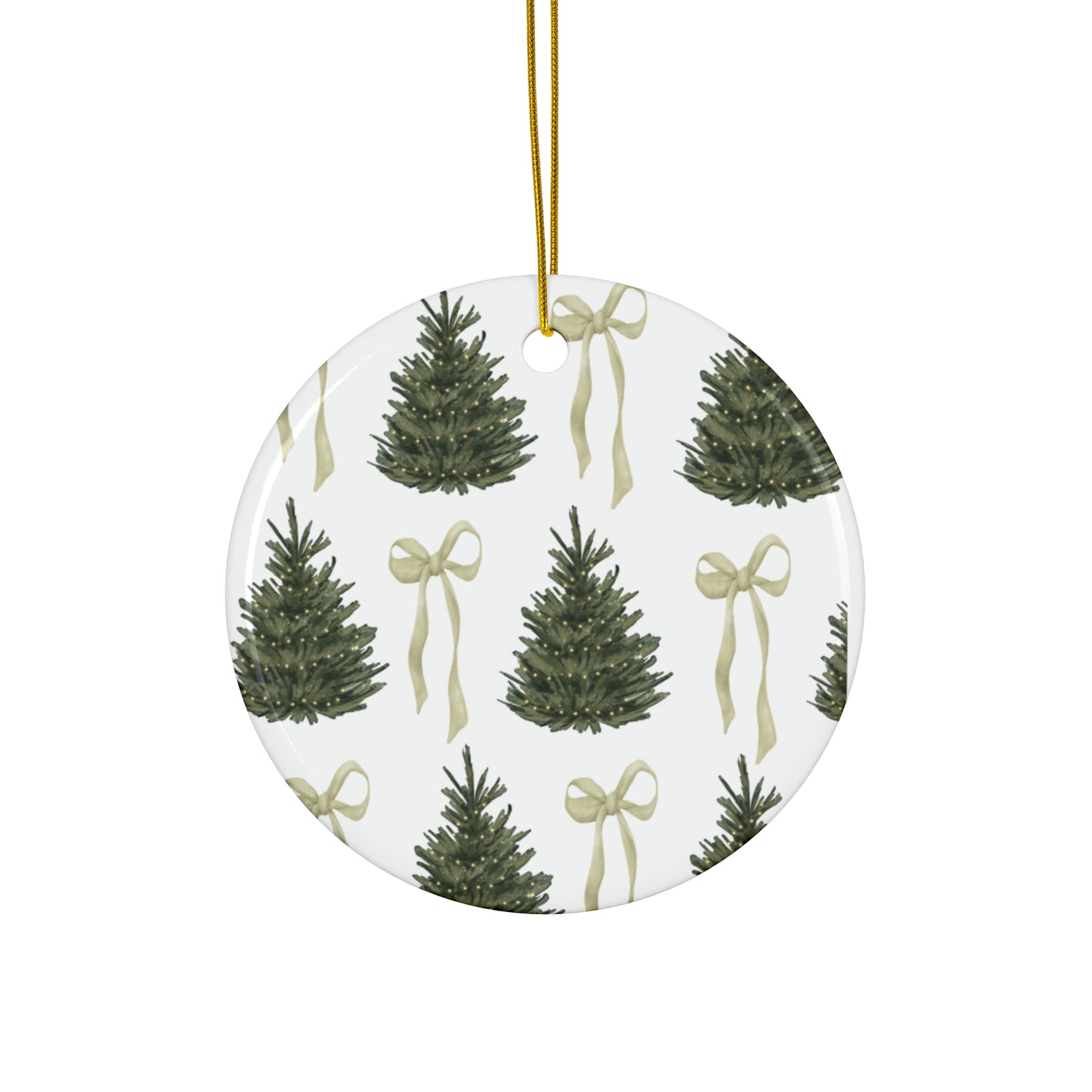 Christmas Tree and Coquette Bow Ornament - 2 sizes