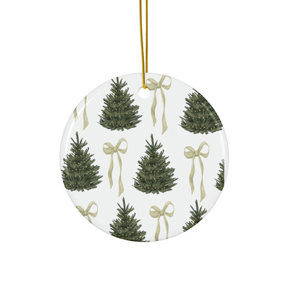 Christmas Tree and Coquette Bow Ornament - 2 sizes