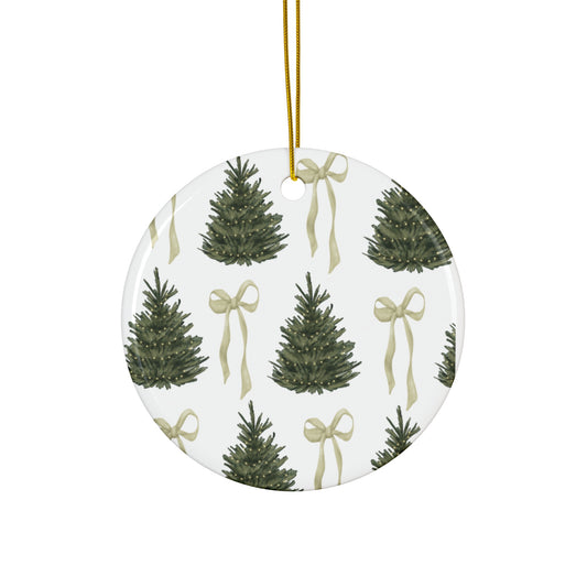 Christmas Tree and Coquette Bow Ornament - 2 sizes