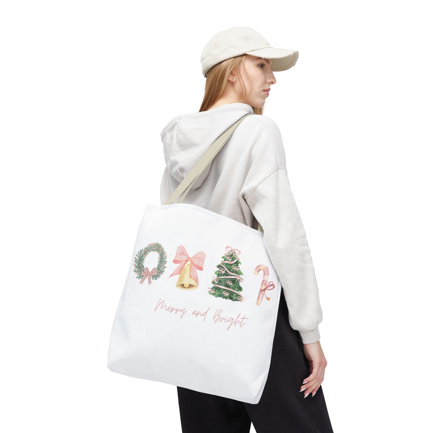 Pink Christmas Decal Tote Bag