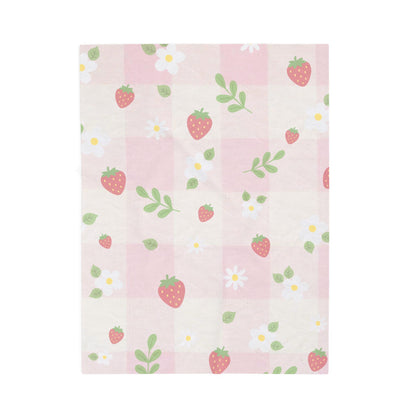 Strawberry Blossom Velveteen Plush Blanket