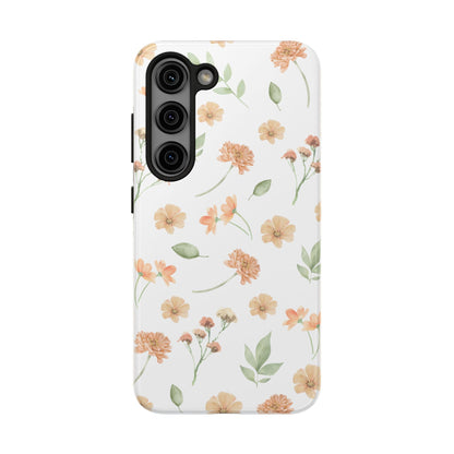 Floral Peach Watercolor Tough Phone Case — Protective Botanical iPhone Case