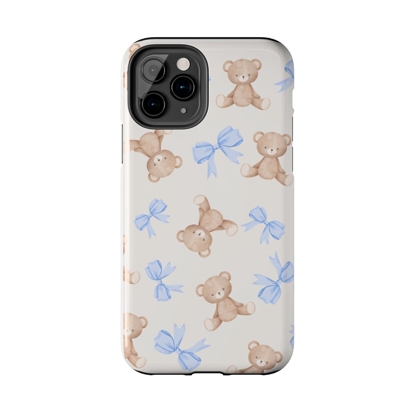 Teddy Bear Phone Case with Blue Bows
