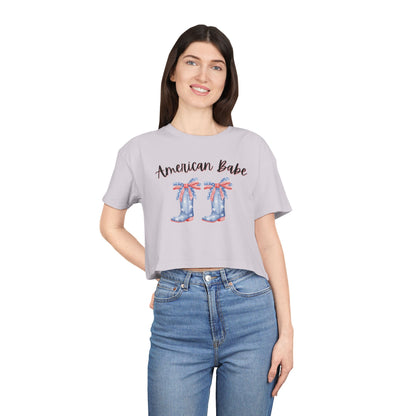 American Cutie Crop Tee — Women's Cowgirl Boots Graphic