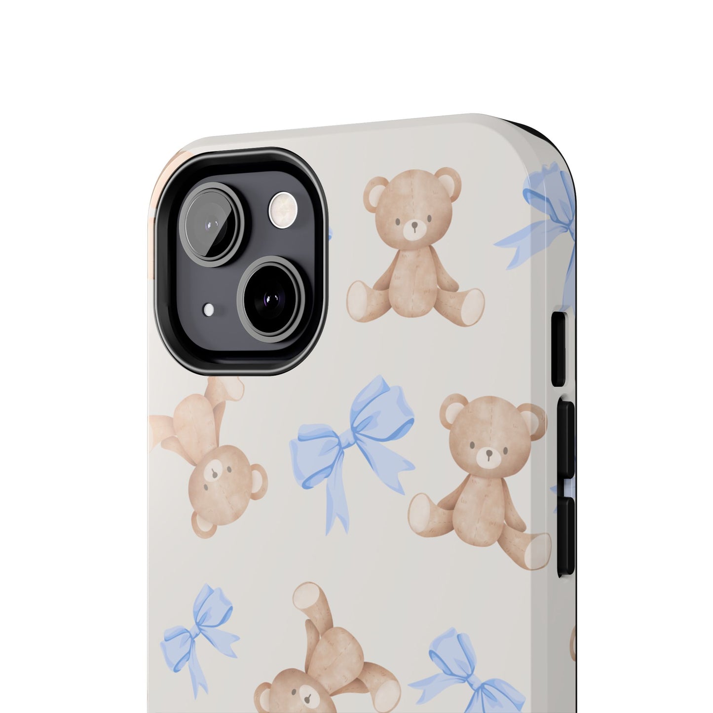 Teddy Bear Phone Case with Blue Bows