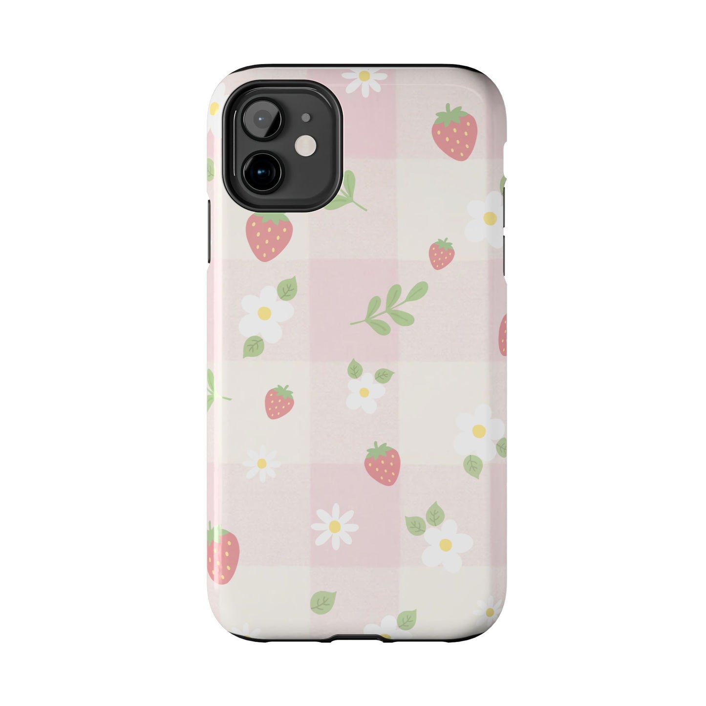 Strawberries & Flowers Tough Phone Case — Floral Fruit Protective Cover