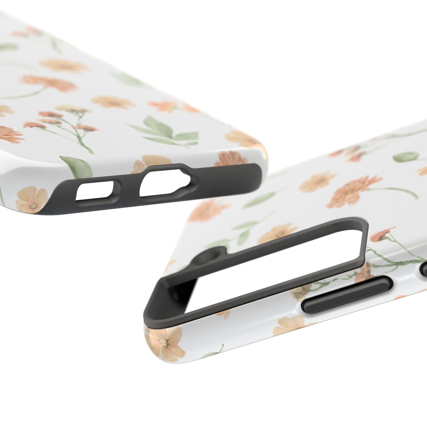 Floral Peach Watercolor Tough Phone Case — Protective Botanical iPhone Case