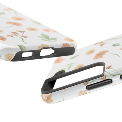 Floral Peach Watercolor Tough Phone Case — Protective Botanical iPhone Case