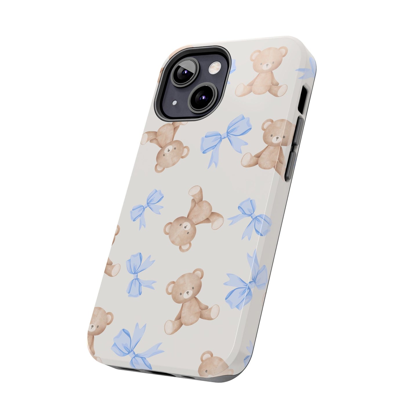 Teddy Bear Phone Case with Blue Bows