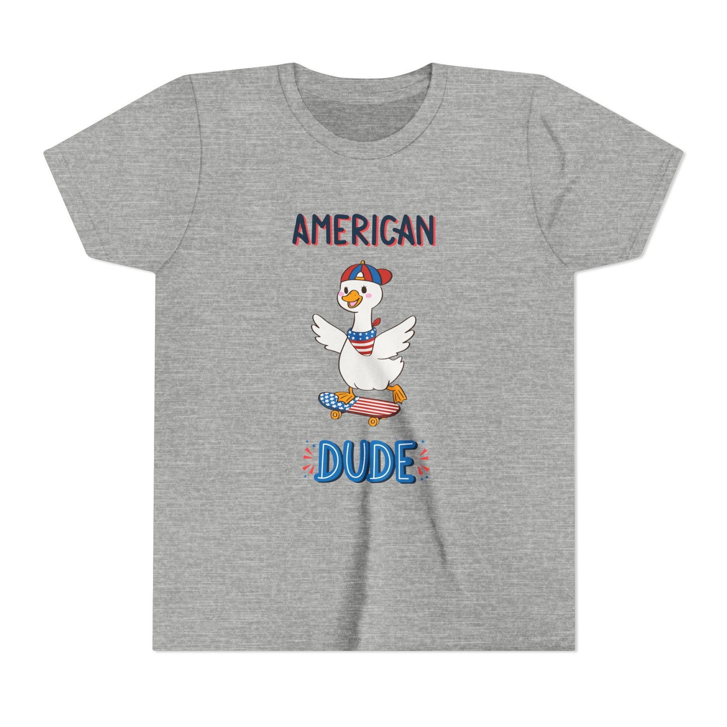 Youth Tee — "American Dude" Skateboarding Duck Graphic