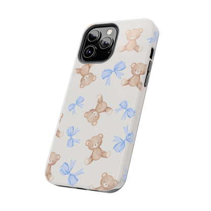 Teddy Bear Phone Case with Blue Bows