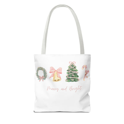Pink Christmas Decal Tote Bag