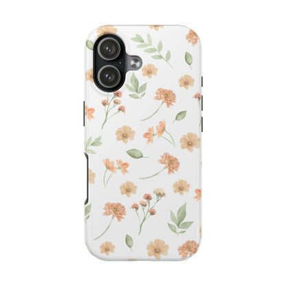 Floral Peach Watercolor Tough Phone Case — Protective Botanical iPhone Case