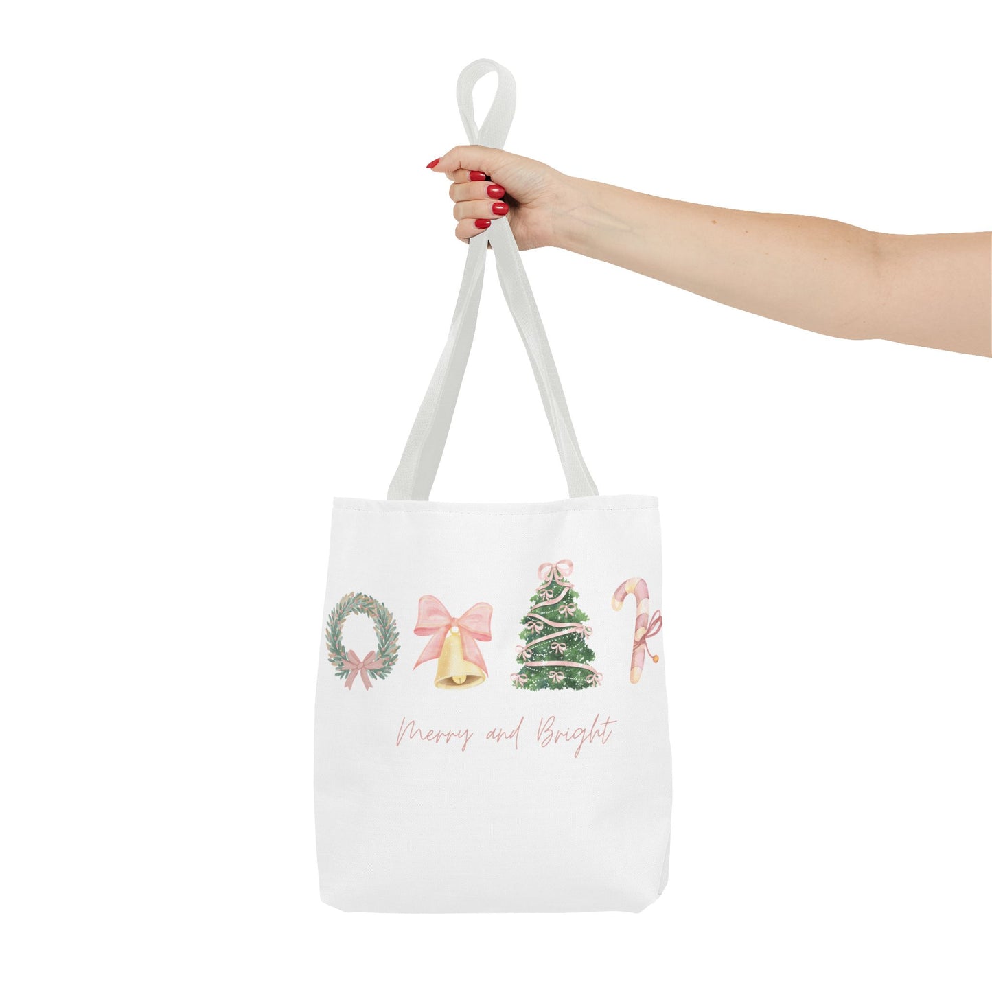 Pink Christmas Decal Tote Bag