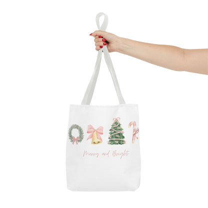 Pink Christmas Decal Tote Bag