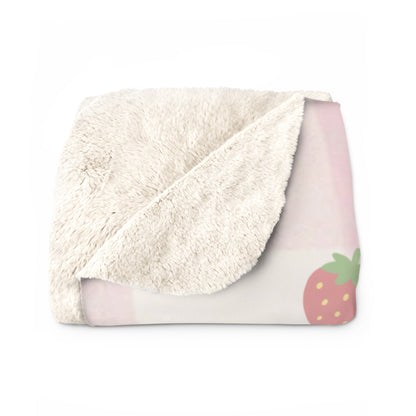 Strawberry Sherpa Fleece Blanket — Cozy Fruit Print Throw