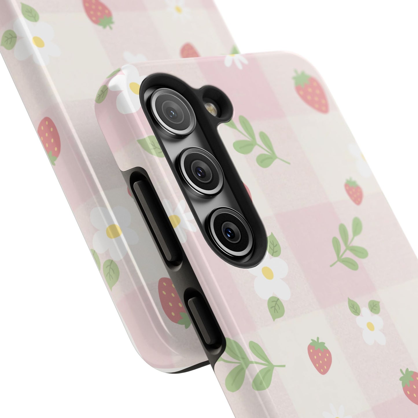 Strawberries & Flowers Tough Phone Case — Floral Fruit Protective Cover