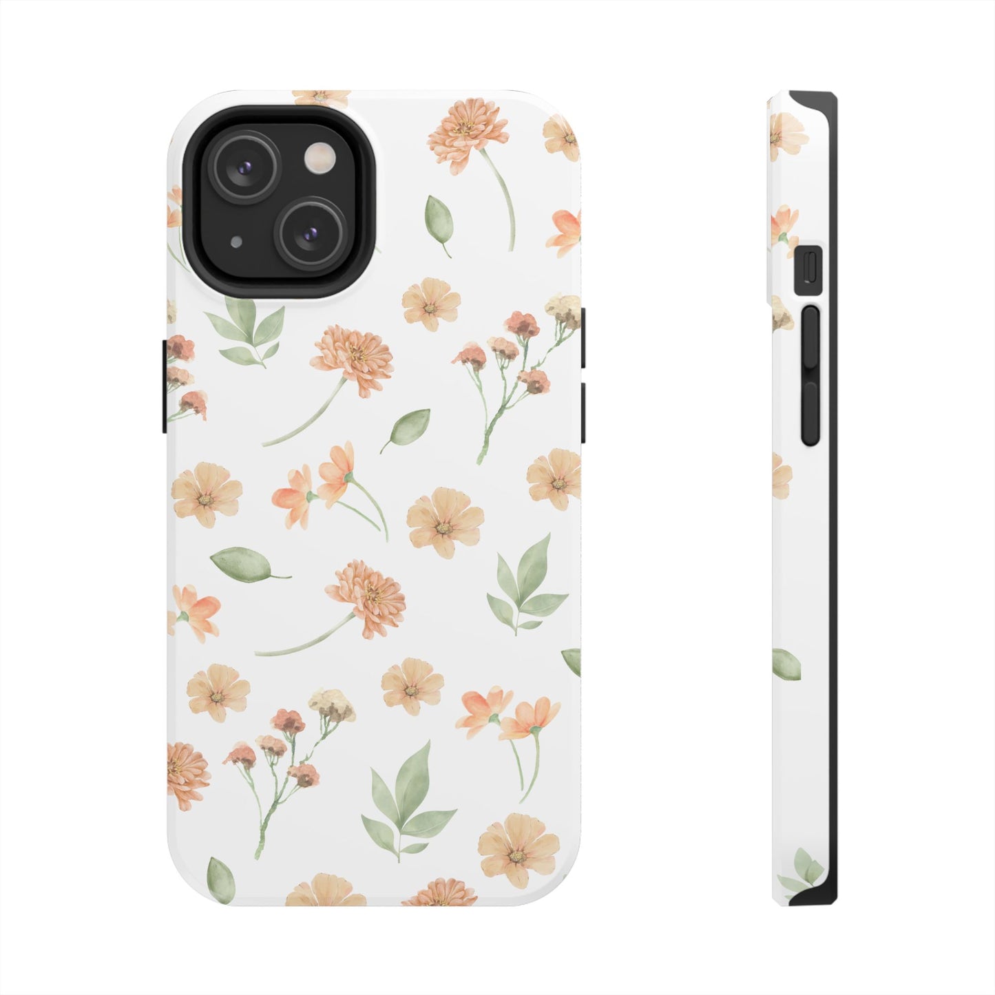 Floral Peach Watercolor Tough Phone Case — Protective Botanical iPhone Case