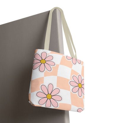 Groovy Floral Tote Bag — Retro Beach & Market Everyday Carry