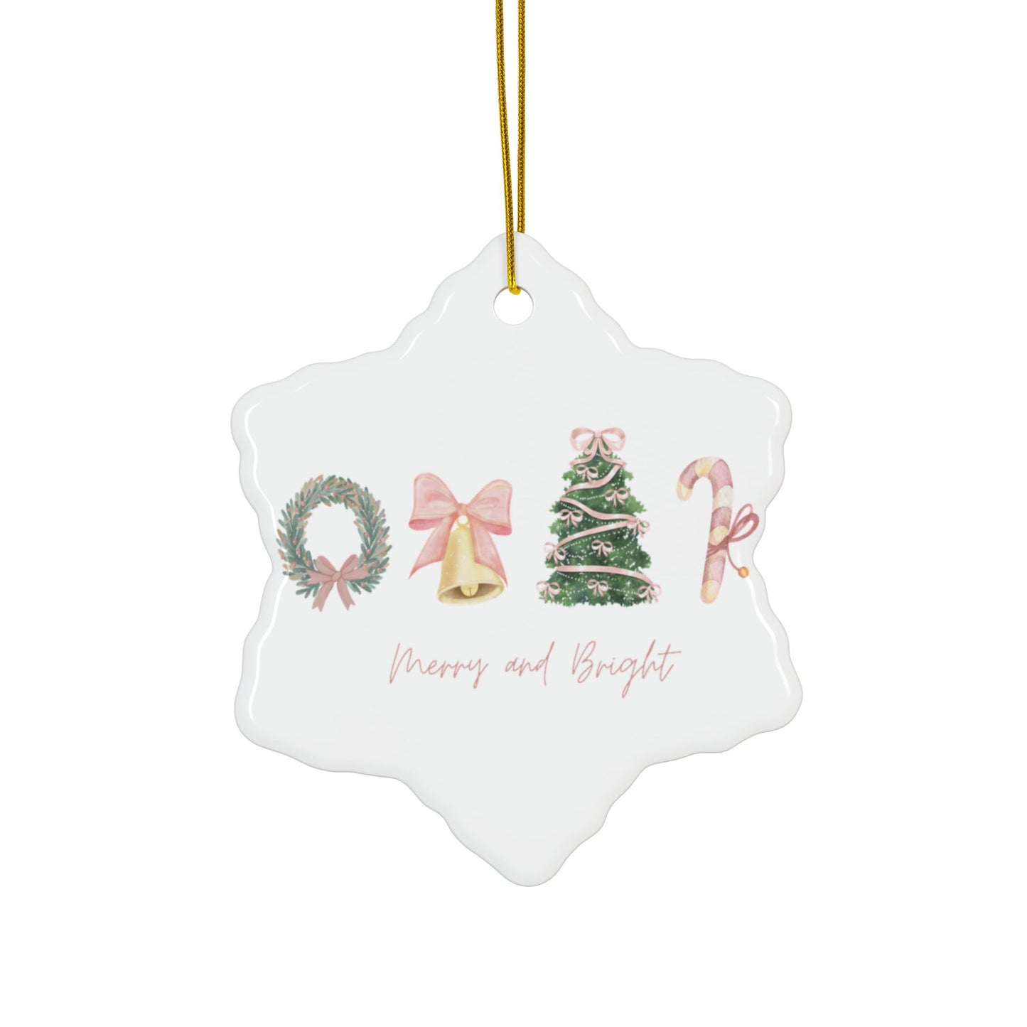 Pink Christmas Decorative Ceramic Ornament — Double-Sided Holiday Décor (1–10pcs)