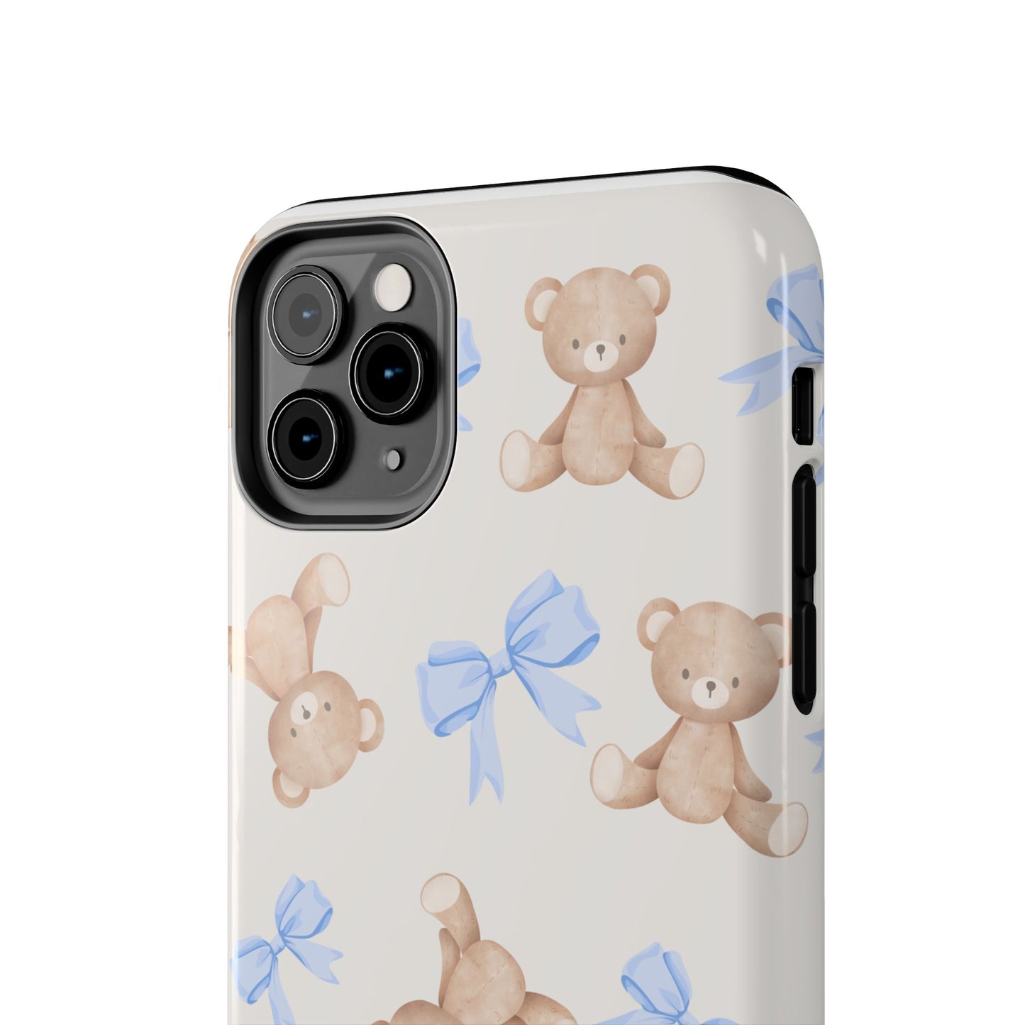 Teddy Bear Phone Case with Blue Bows