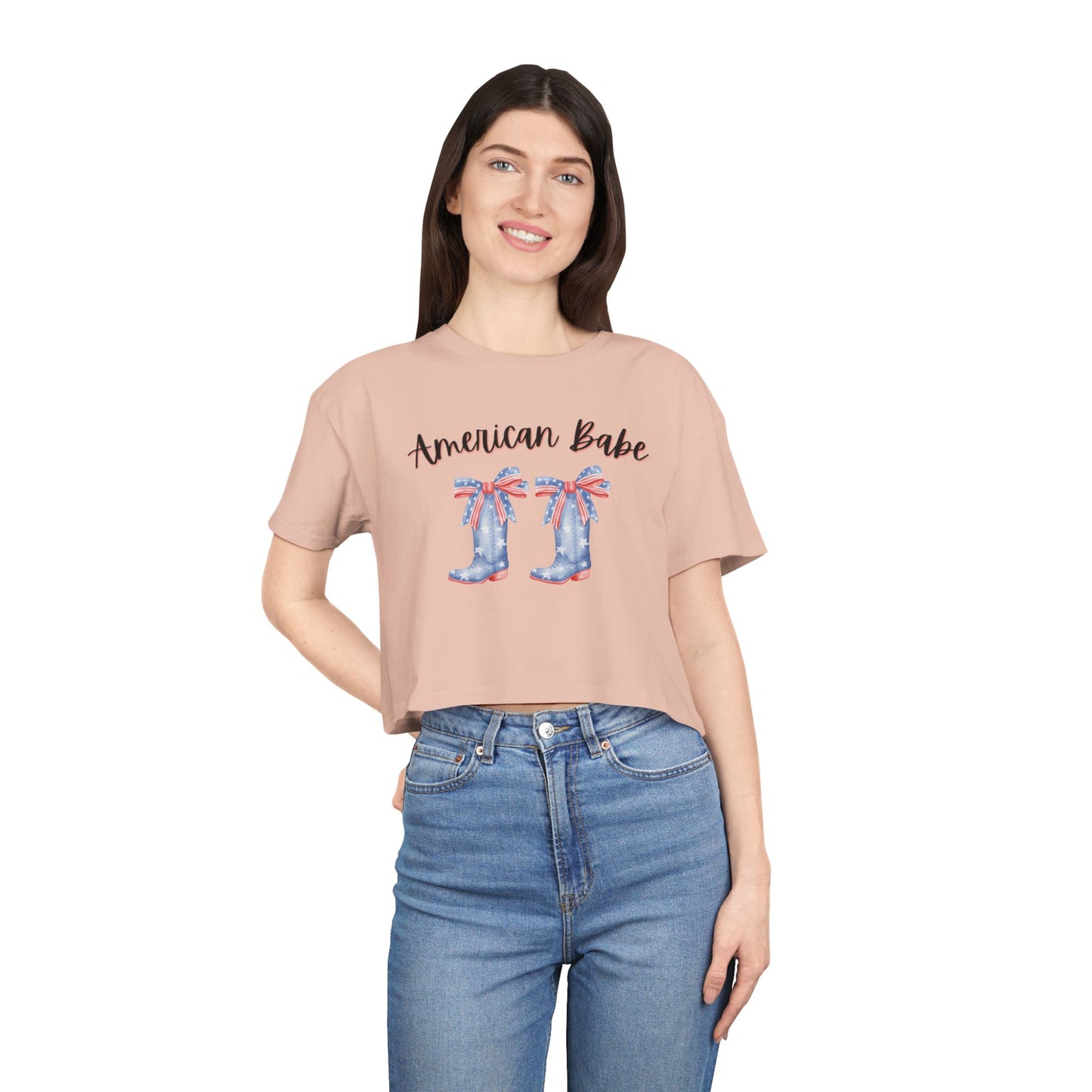 American Cutie Crop Tee — Women's Cowgirl Boots Graphic