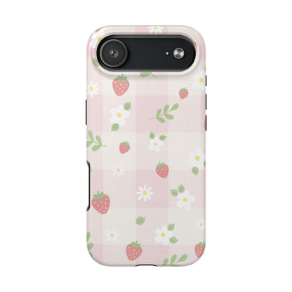 Strawberries & Flowers Tough Phone Case — Floral Fruit Protective Cover