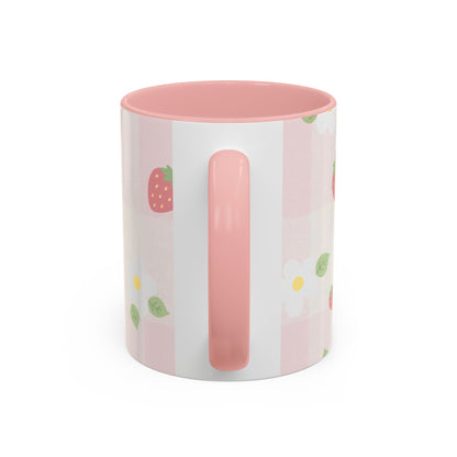 Strawberry Accent Coffee Mug — Pink or Green Interior (11oz & 15oz)