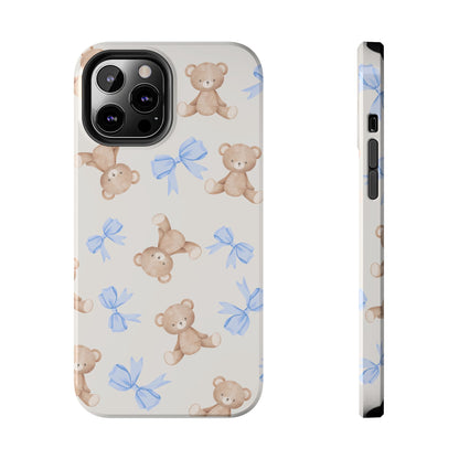 Teddy Bear Phone Case with Blue Bows