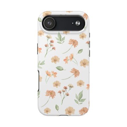 Floral Peach Watercolor Tough Phone Case — Protective Botanical iPhone Case