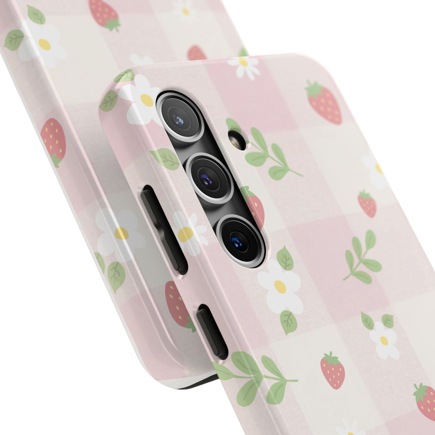 Strawberries & Flowers Tough Phone Case — Floral Fruit Protective Cover