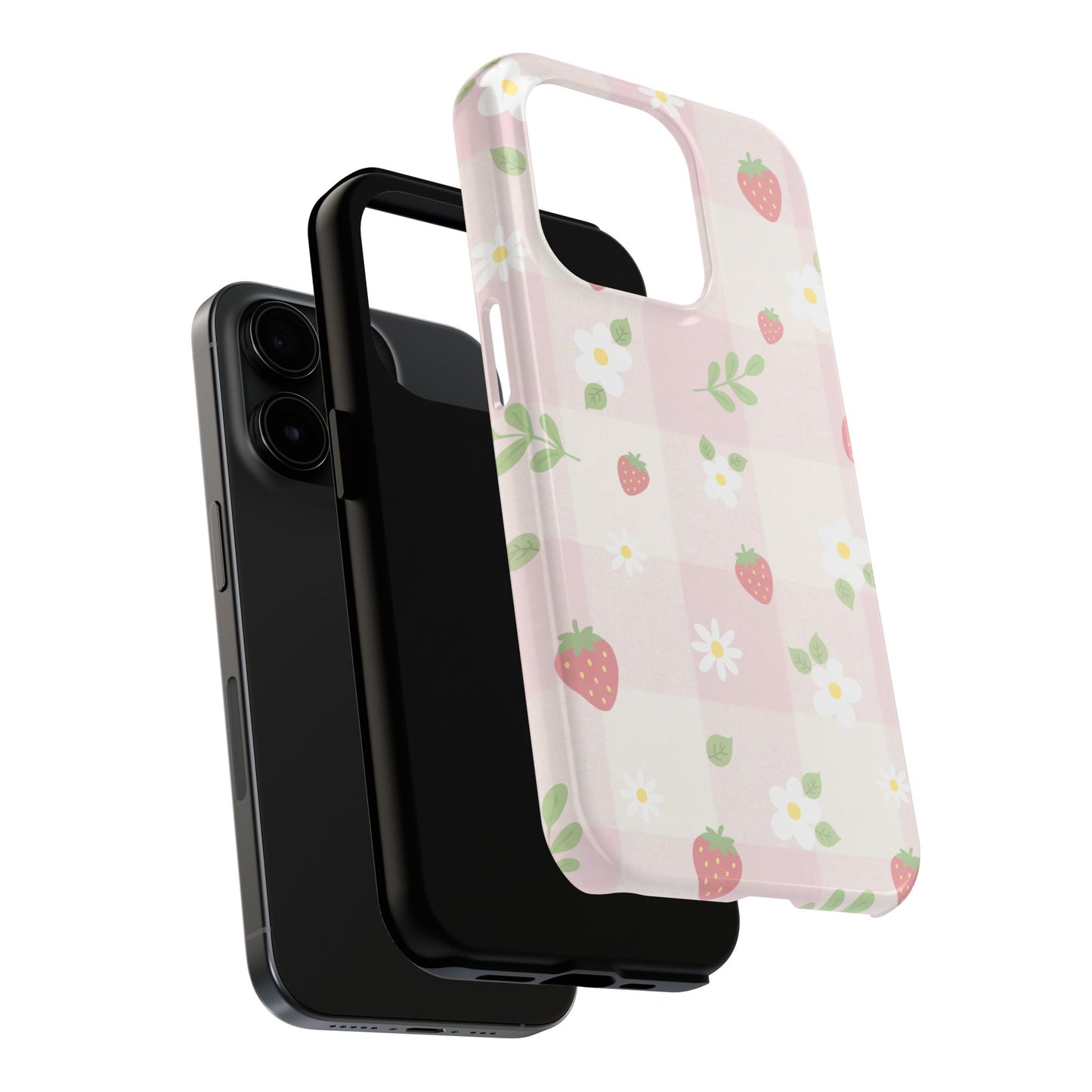 Strawberries & Flowers Tough Phone Case — Floral Fruit Protective Cover