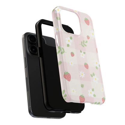 Strawberries & Flowers Tough Phone Case — Floral Fruit Protective Cover