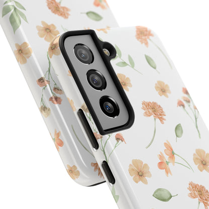 Floral Peach Watercolor Tough Phone Case — Protective Botanical iPhone Case