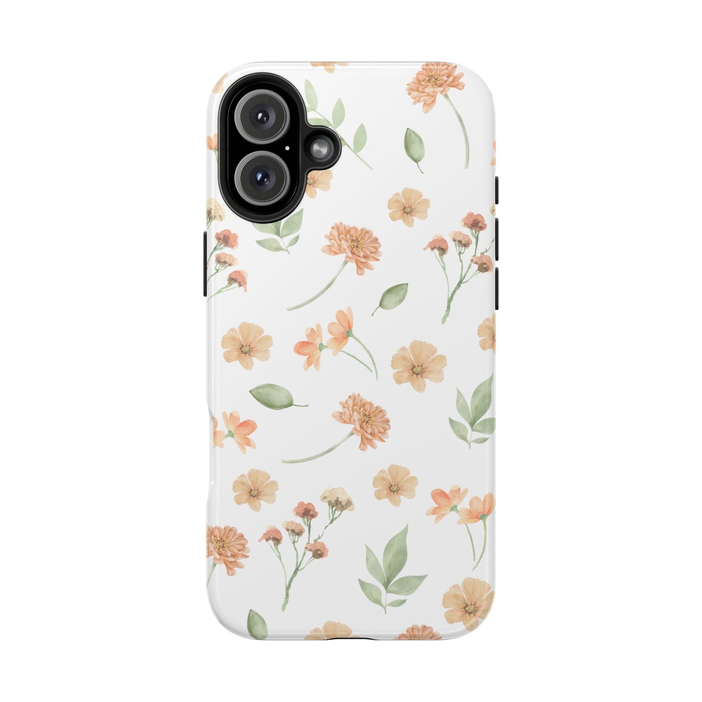 Floral Peach Watercolor Tough Phone Case — Protective Botanical iPhone Case