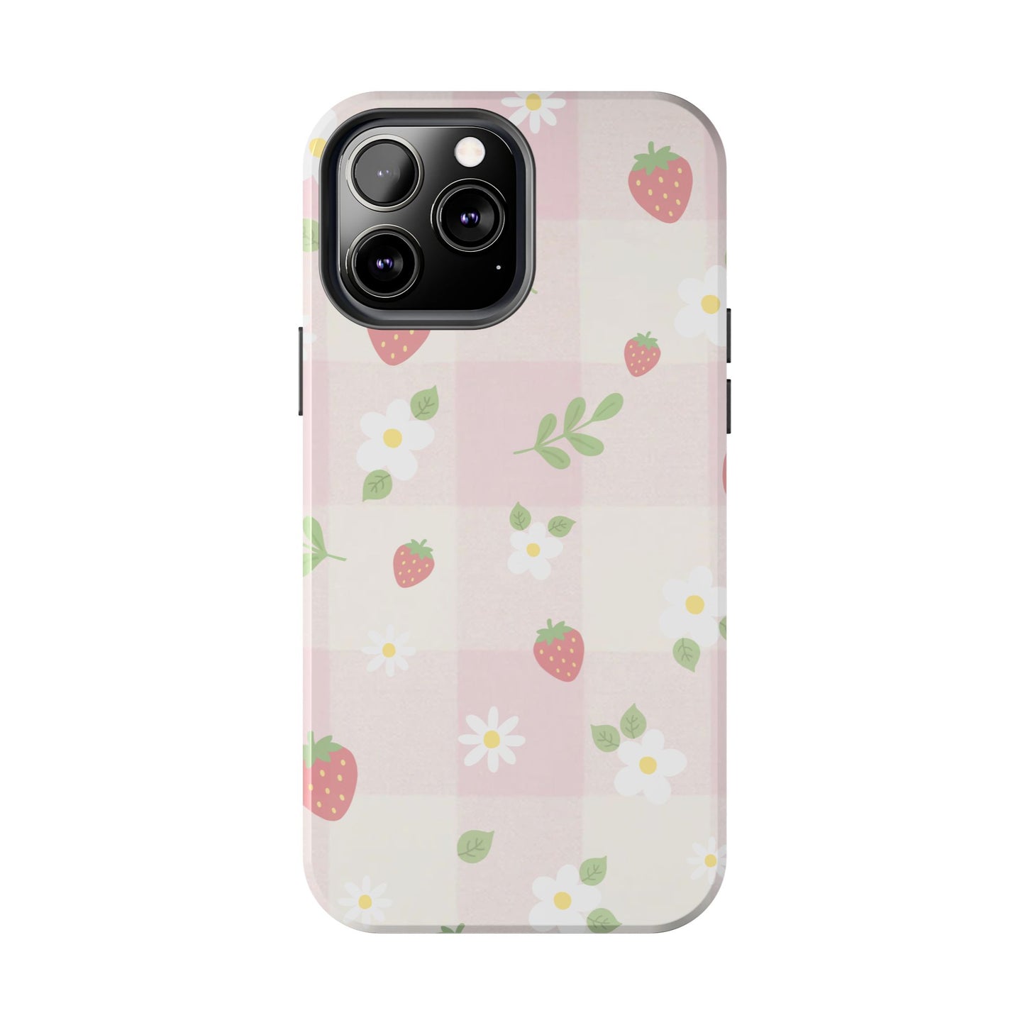 Strawberries & Flowers Tough Phone Case — Floral Fruit Protective Cover