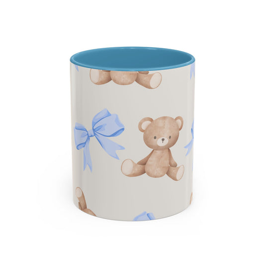 Teddy Bears with Blue Bows Accent Coffee Mug — Blue Interior (11/15oz)