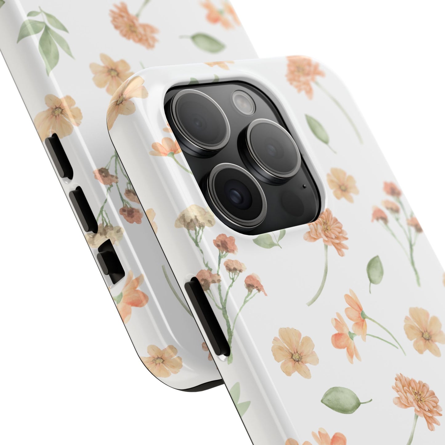 Floral Peach Watercolor Tough Phone Case — Protective Botanical iPhone Case