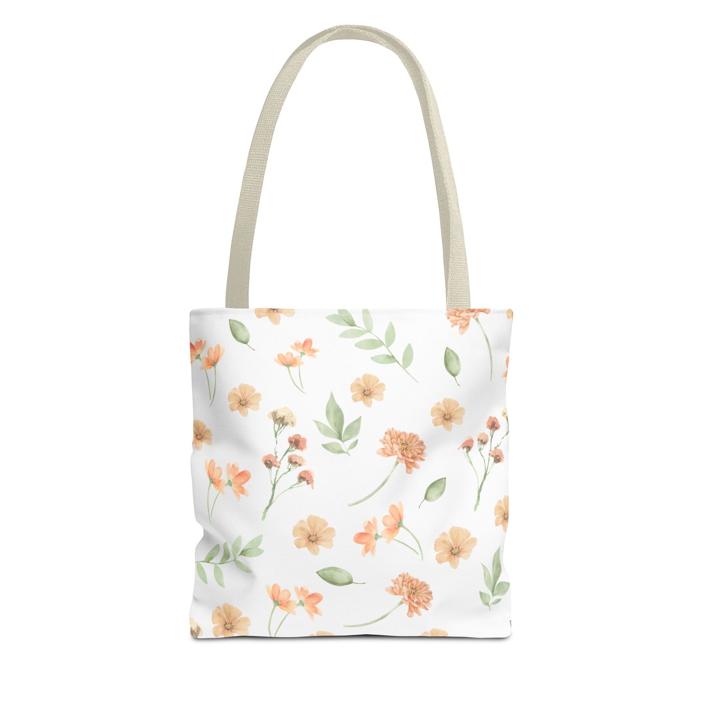 Floral Watercolor Tote Bag – Peach Blossom Pattern, Lightweight Everyday Market Tote