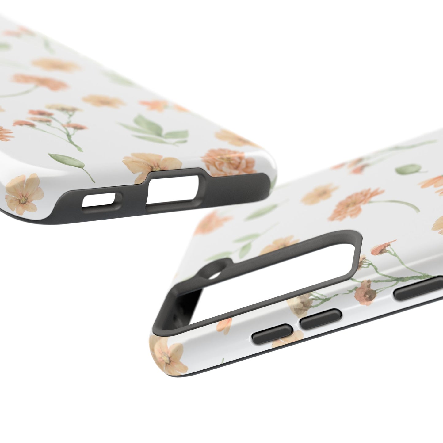 Floral Peach Watercolor Tough Phone Case — Protective Botanical iPhone Case