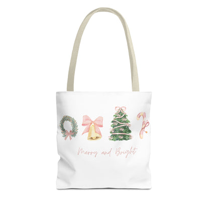 Pink Christmas Decal Tote Bag