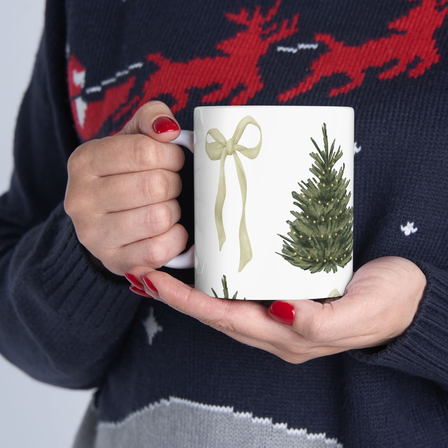 Coquette Christmas Tree Ceramic Mug, (11oz, 15oz)