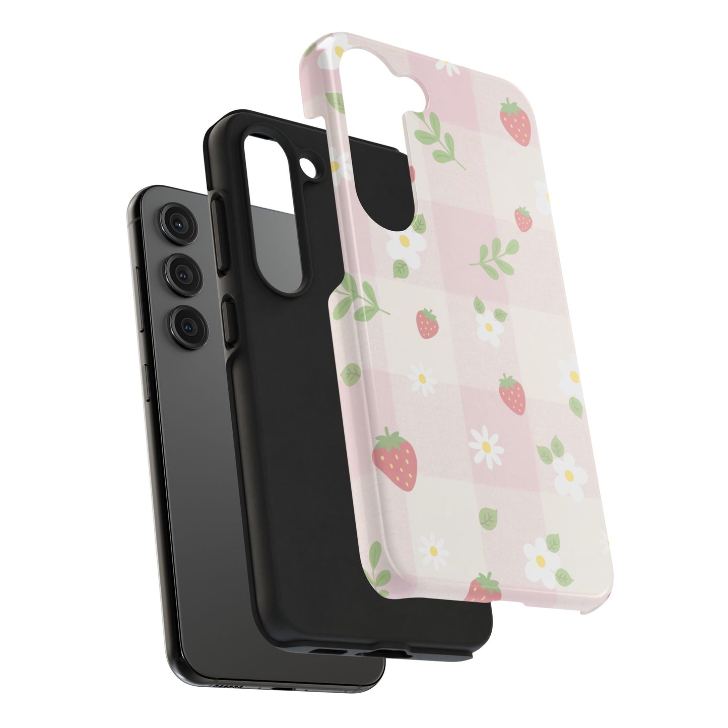 Strawberries & Flowers Tough Phone Case — Floral Fruit Protective Cover